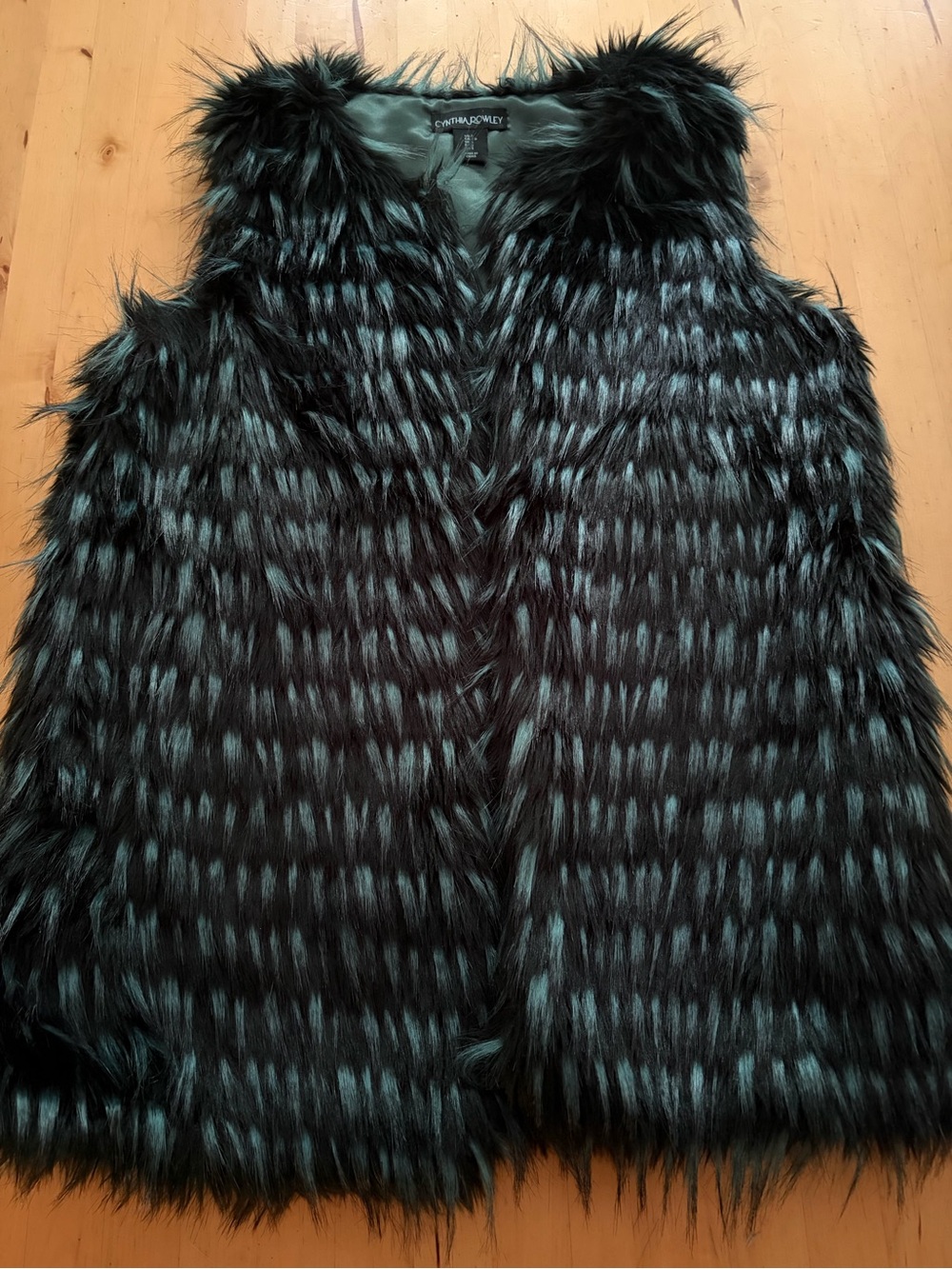 Faux Fur Vest - Deep Green Patterned Sleeveless Coat